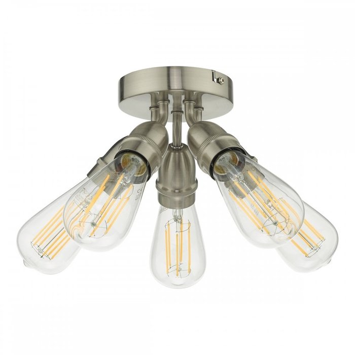 Mini - Small 5 Light Industrial Ceiling Light - Satin Chrome