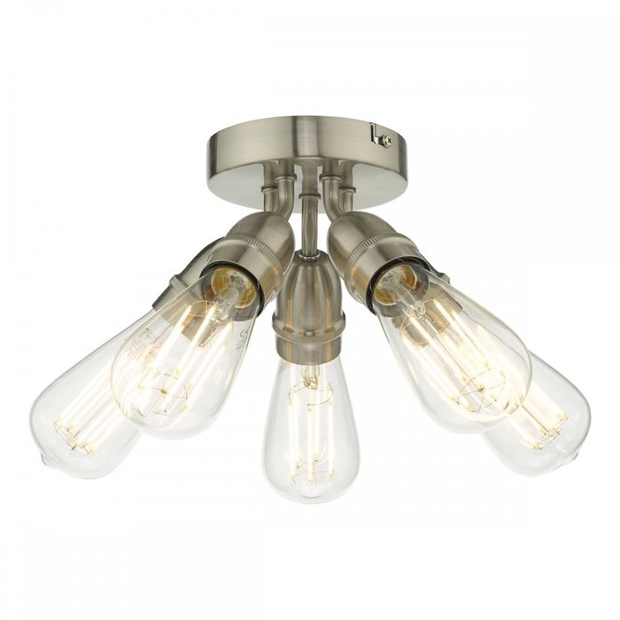 Mini - Small 5 Light Industrial Ceiling Light - Satin Chrome