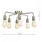 Rod - 6 Light Low Ceiling Industrial Ceiling Light - Satin Chrome