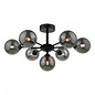 Coen - Mid Century Semi Flush Sputnik Ceiling Light - Black & Smoked Glass