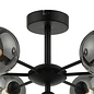 Coen - Mid Century Semi Flush Sputnik Ceiling Light - Black & Smoked Glass