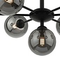 Coen - Mid Century Semi Flush Sputnik Ceiling Light - Black & Smoked Glass