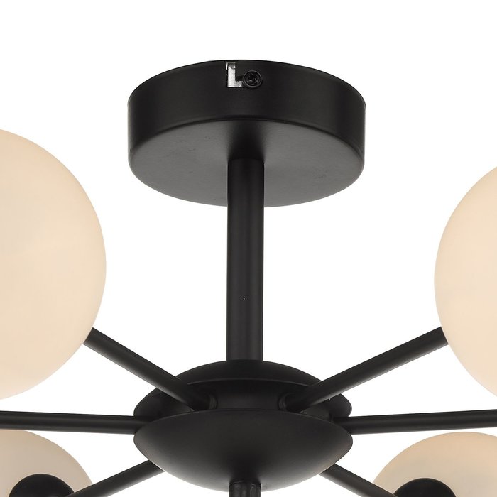 Coen - Mid Century Semi Flush Sputnik Ceiling Light - Black & Opal