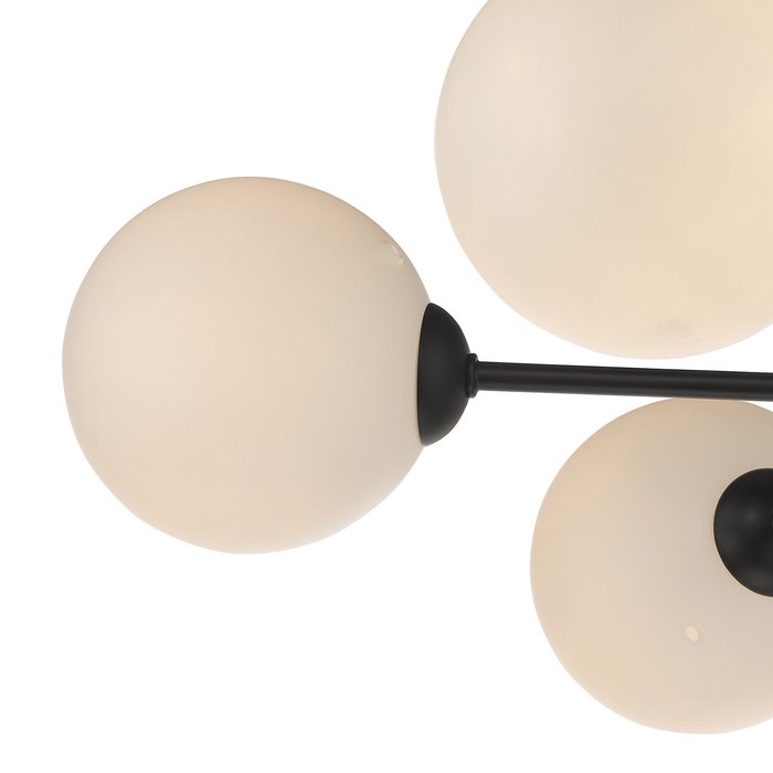 Coen - Mid Century Semi Flush Sputnik Ceiling Light - Black & Opal