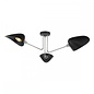 Crew - 50s Modernist Semi Flush Ceiling Light - Black & Chrome - 3 Light