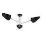 Crew - 50s Modernist Semi Flush Ceiling Light - Black & Chrome - 3 Light