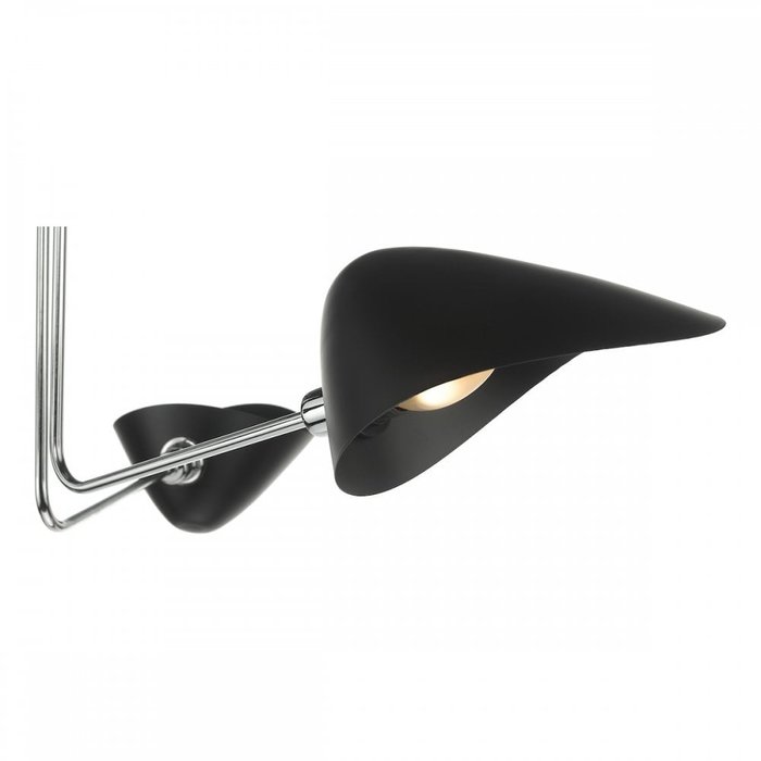 Crew - 50s Modernist Semi Flush Ceiling Light - Black & Chrome - 3 Light