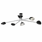 Crew - 50s Modernist Semi Flush Ceiling Light - Black & Chrome - 6 Light