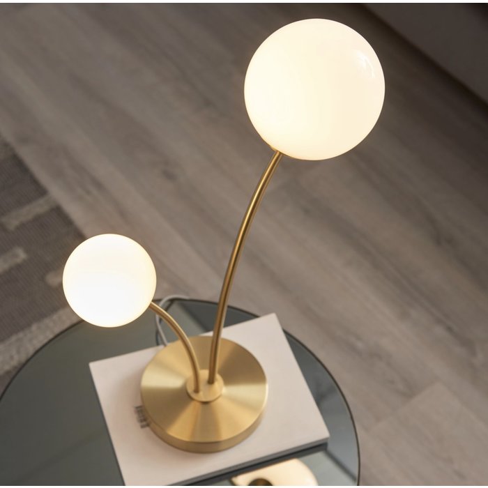 Fig - Modern Scandi Twin Opal Globe Table Lamp