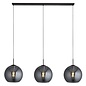 Smoked Glass & Matt Black 3 Light Bar Pendant