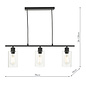 Seattle - Modern Industrial Glass & Matt Black 3 Light Bar Pendant