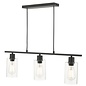 Seattle - Modern Industrial Glass & Matt Black 3 Light Bar Pendant