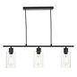 Seattle - Modern Industrial Glass & Matt Black 3 Light Bar Pendant