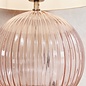 Eve - Soft Pastel Pink Tinted Ribbed Glass Table Lamp & Vintage White Shade