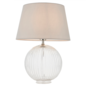 Eve - Clear Ribbed Glass Table Lamp & Light Grey Shade