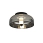 Bjorn - Scandi LED Flush Ceiling Light - Smoked Glass & Black