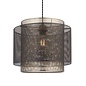 Malin - Brass & Black Etched Metal Drum Shade - Easy Fit Pendant - Small