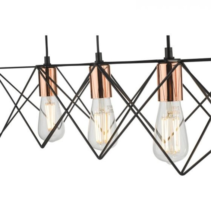 Geometric Black Cage Bar Pendant - Copper