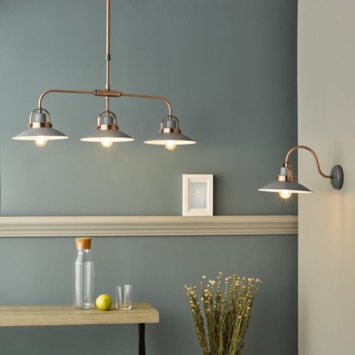 Lido - Graphite Grey and Copper Refined Industrial Bar Pendant Light