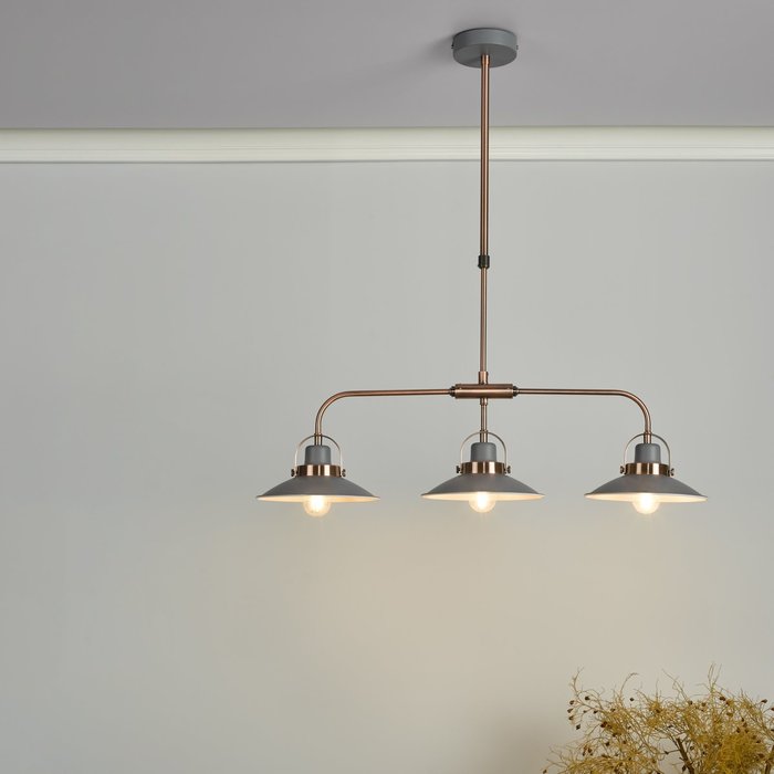 Lido - Graphite Grey and Copper Refined Industrial Bar Pendant Light