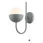 Curve - Opal Ball Matt Grey Wall Light