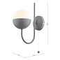 Curve - Opal Ball Matt Grey Wall Light