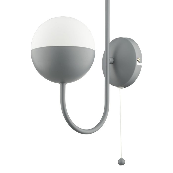 Curve - Opal Ball Matt Grey Wall Light