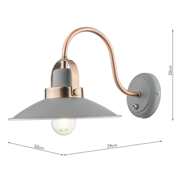 Lido - Graphite Grey and Copper Refined Industrial Wall Light