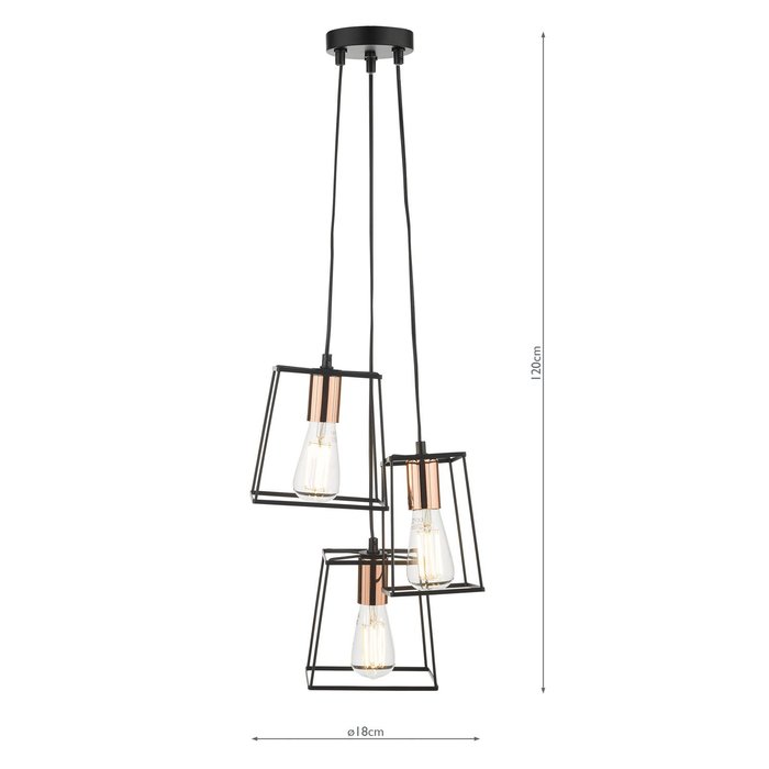 Cube - 3 Light Industrial Cage Cluster Pendant