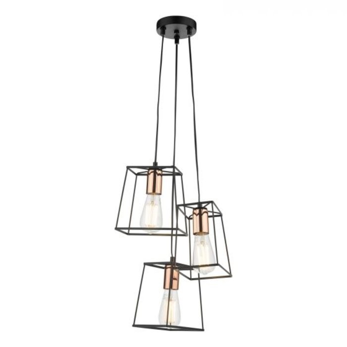 Cube - 3 Light Industrial Cage Cluster Pendant