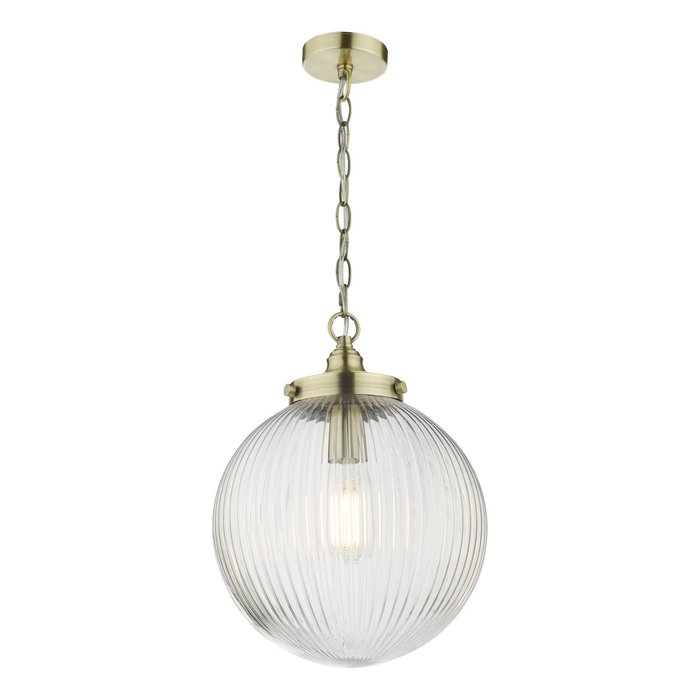 Tara - Ribbed Glass Globe Shape Pendant Light