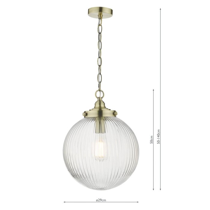 Tara - Ribbed Glass Globe Shape Pendant Light