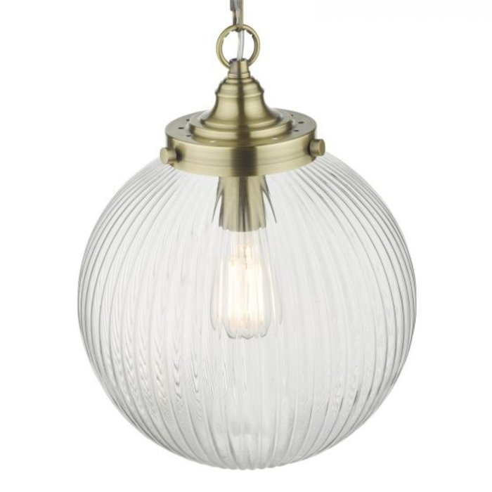 Tara - Ribbed Glass Globe Shape Pendant Light