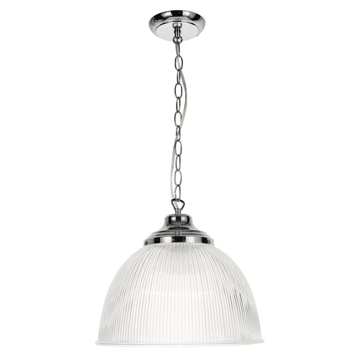 Eton - Parisian Bistro Style Dome Ribbed Glass Pendant