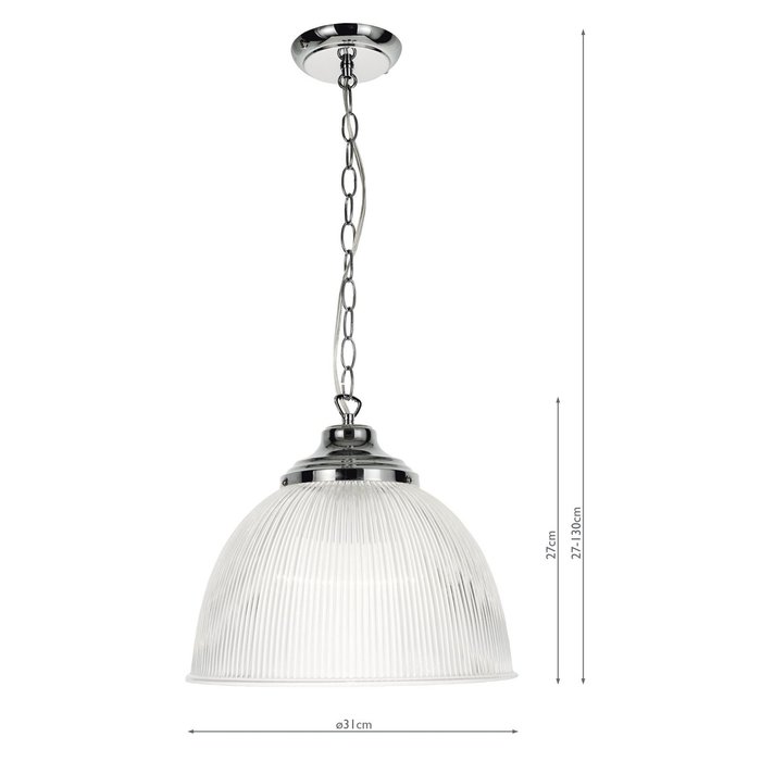 Eton - Parisian Bistro Style Dome Ribbed Glass Pendant