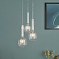 Eiffel - Ribbed Glass Modern 3 Light Cluster - Chrome