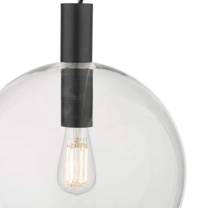 Zula - Clear Glass Globe Pendant Light - Matte Black