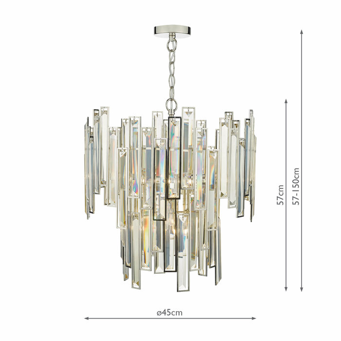 Katie  - Modern Art Deco Tiered Amber Crystal Chandelier  - Polished Nickel