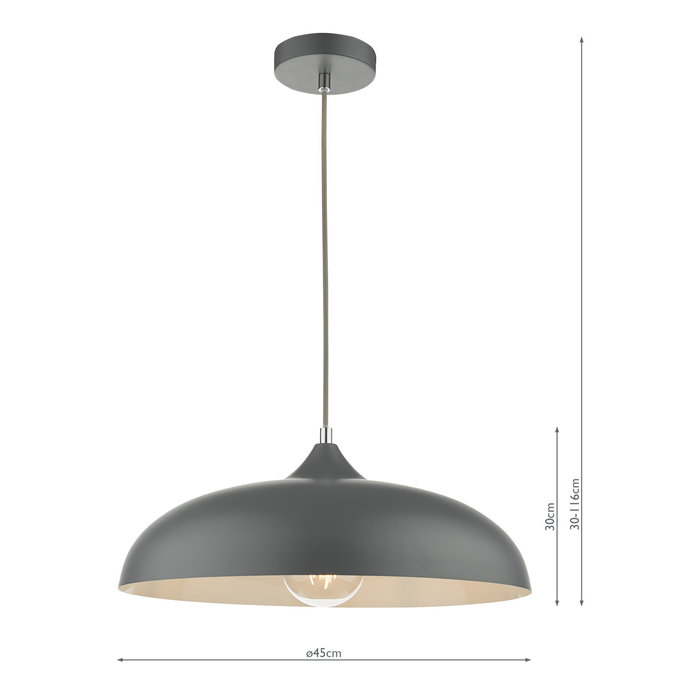 Kayleb - Graphite Grey Dome Pendant Light