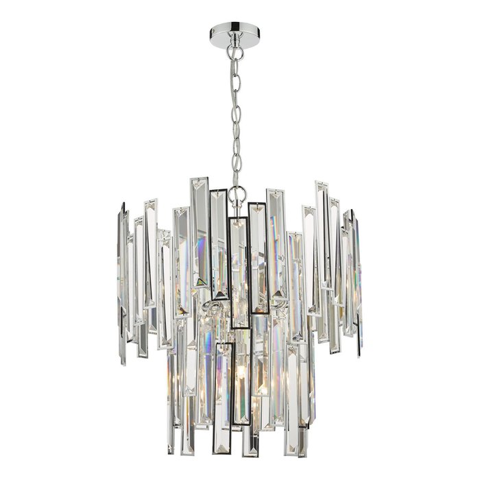 Katie - Modern Art Deco Tiered Clear Crystal Chandelier - Polished Chrome