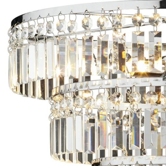 Erte - Semi Flush Art Deco Crystal Chandelier