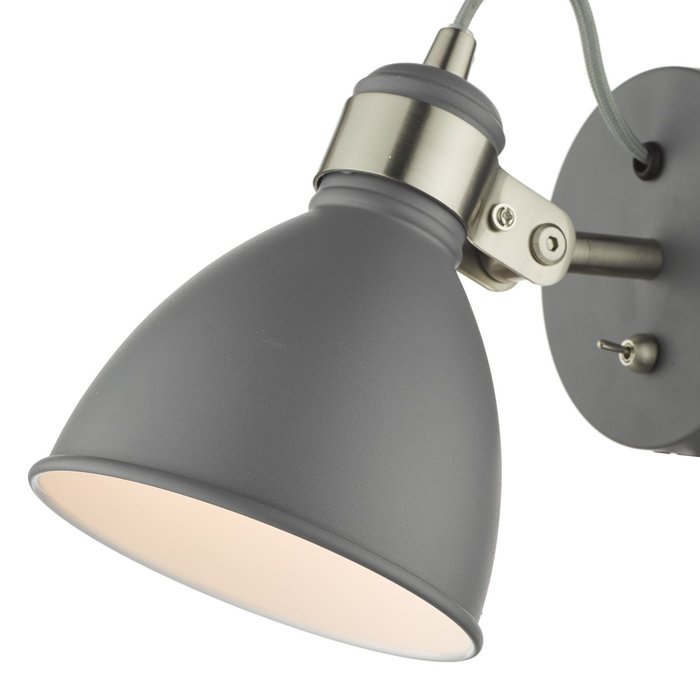 Nordic - Scandi Industrial Grey & Satin Chrome Wall Spotlight