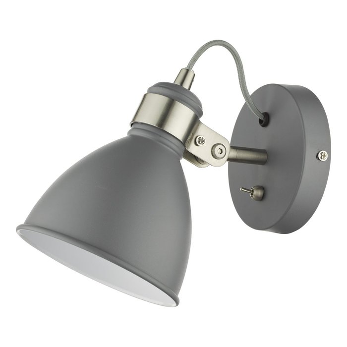 Nordic - Scandi Industrial Grey & Satin Chrome Wall Spotlight