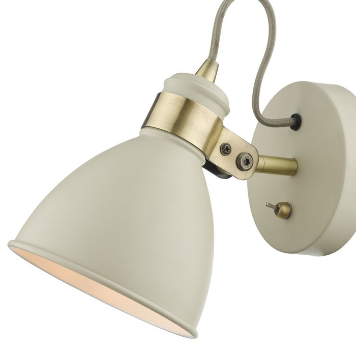 Nordic - Scandi Industrial Cream & Brass Wall Spotlight