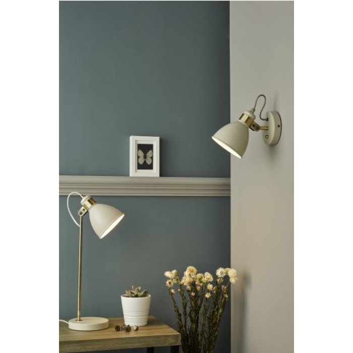 Nordic - Scandi Industrial Cream & Brass Wall Spotlight