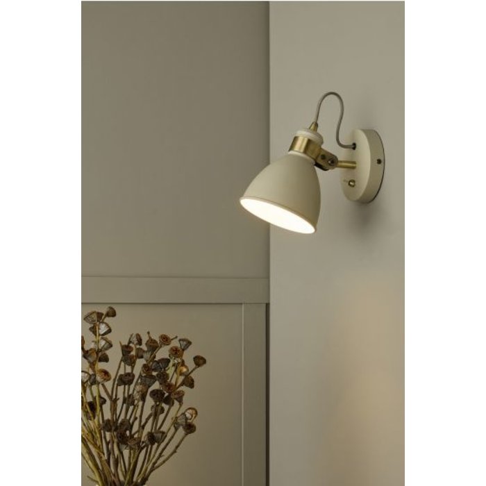 Nordic - Scandi Industrial Cream & Brass Wall Spotlight