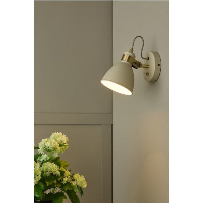 Nordic - Scandi Industrial Cream & Brass Wall Spotlight