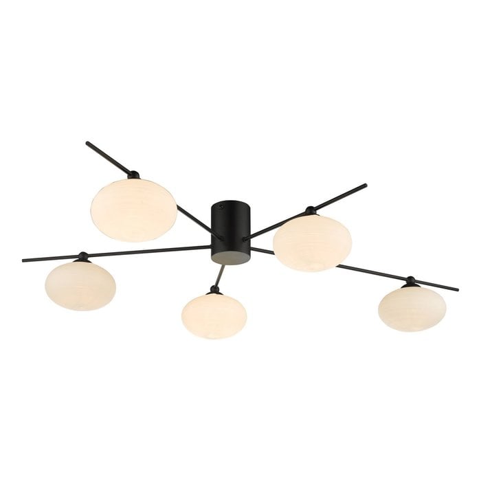 Robin - Minimalist Mid Century Semi Flush Ceiling Light - Black