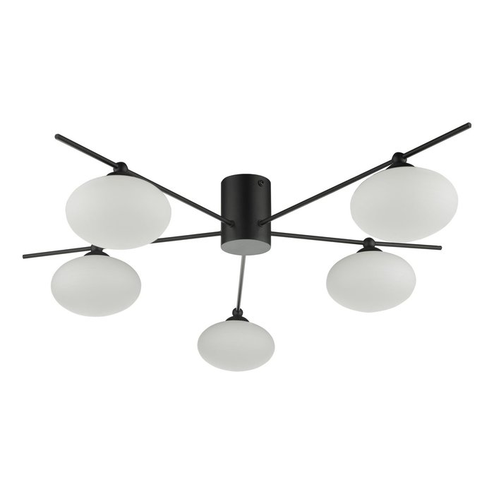 Black Semi Flush Ceiling Light – Robin - Mid Century Modern Opal Glass
