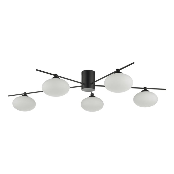 Black Semi Flush Ceiling Light – Robin - Mid Century Modern Opal Glass